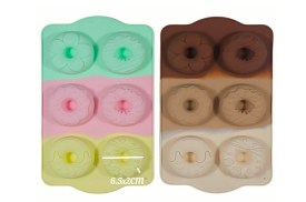 Molde silicona tricolor 6 donas decoradas 